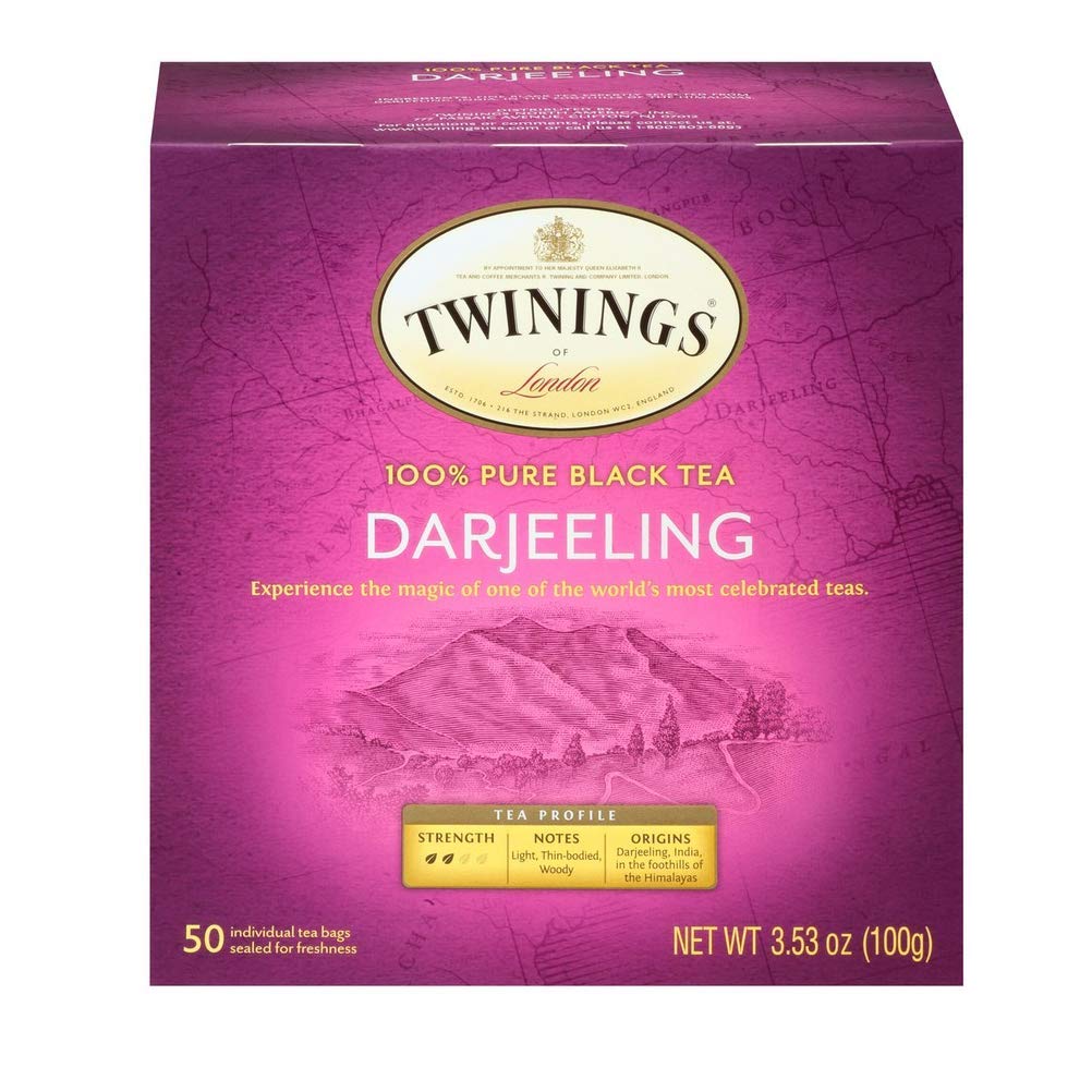 Twinings Darjeeling Tea - A Delicate, Dry Black Tea, Sophisticated Coffee Alternative with Less Caffeine, Individually Wrapped Tea Bags, 50 Count