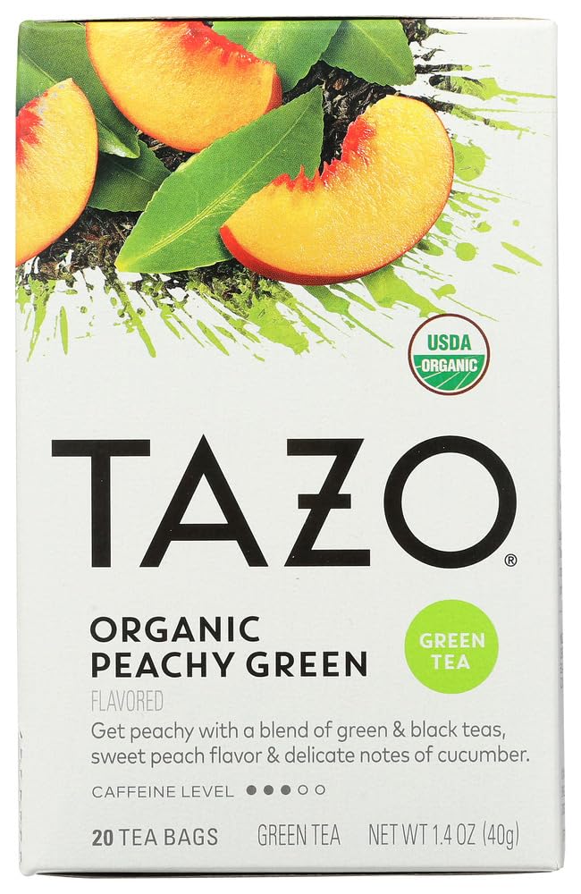 TAZO Tea Bag Organic Peachy Green Tea, 20 CT (Pack of 2)