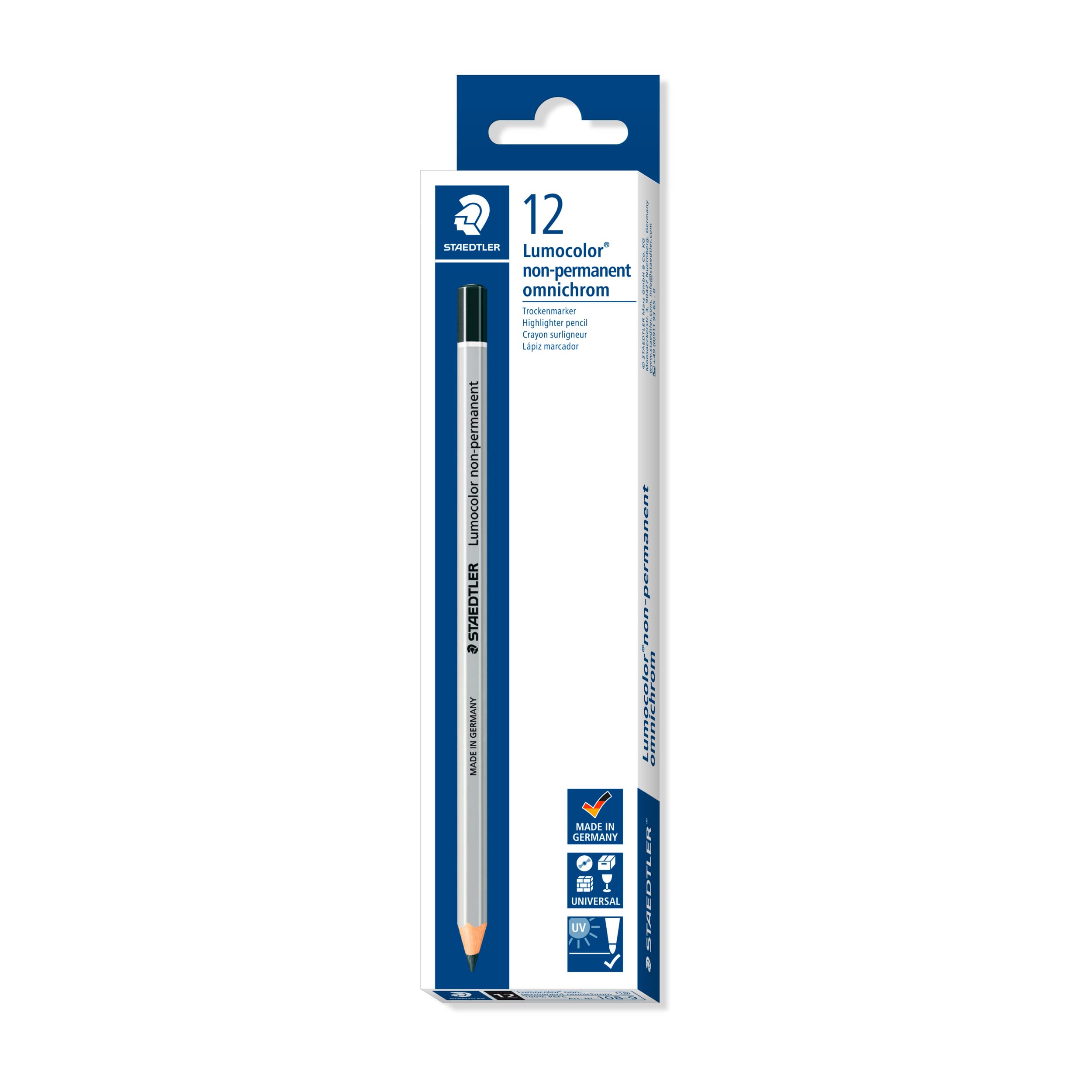 STAEDTLER Lumocolor Non-Permanent Black Pencils 12-Pack