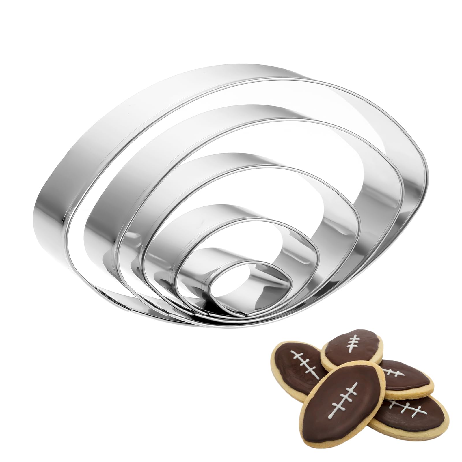 Stainless Football Cookie Cutter Shapes 5 Pack