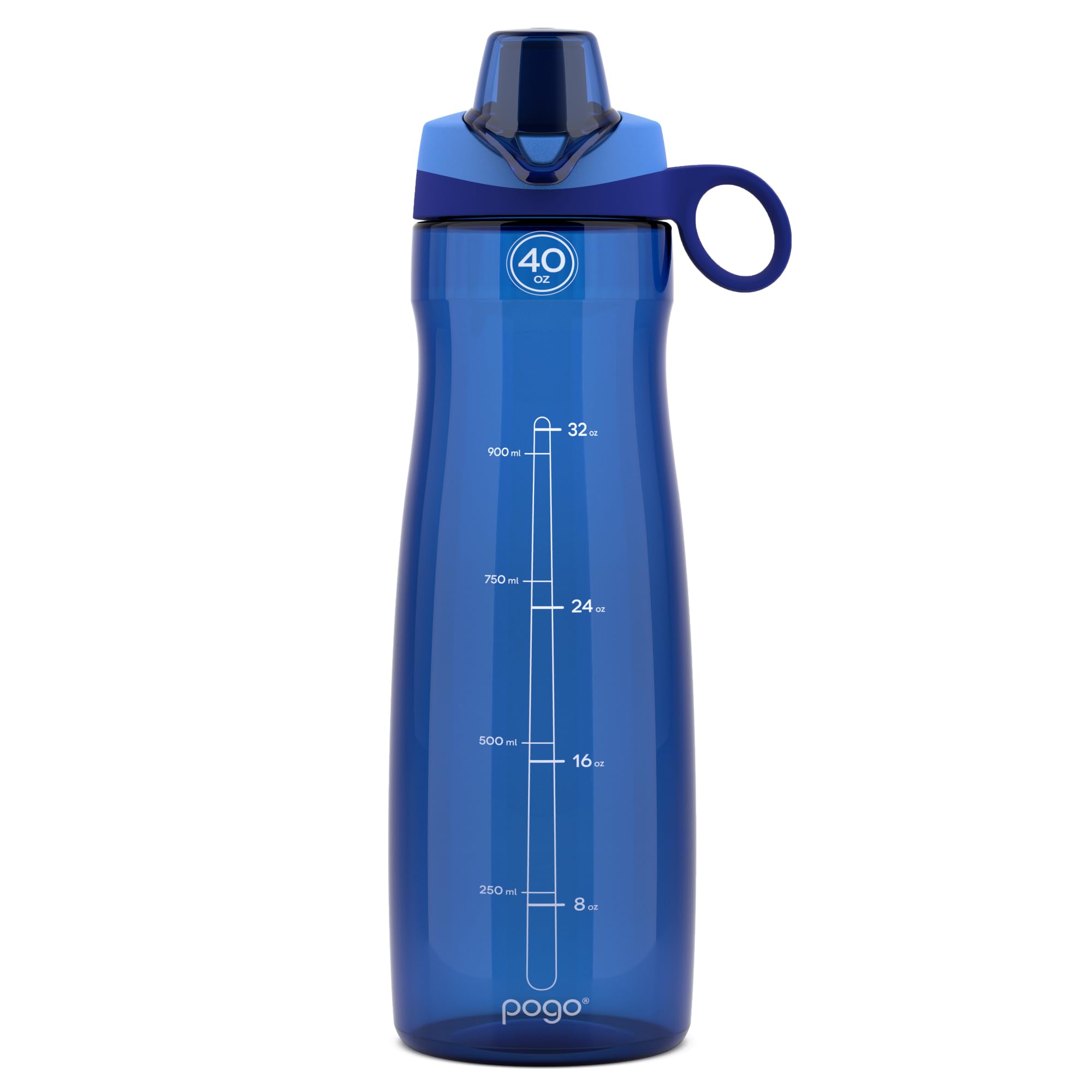 Pogo Plastic Water Bottle Chug Lid Blue 40oz