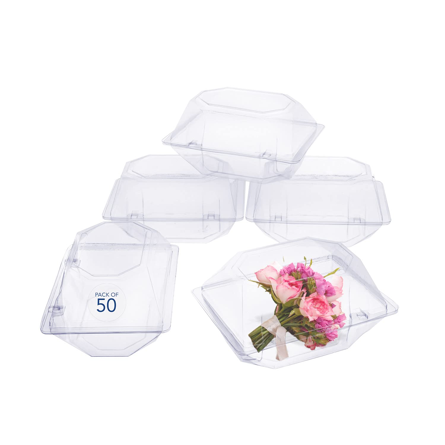 Royal Imports Clear Plastic Flower Boxes 50 Pack