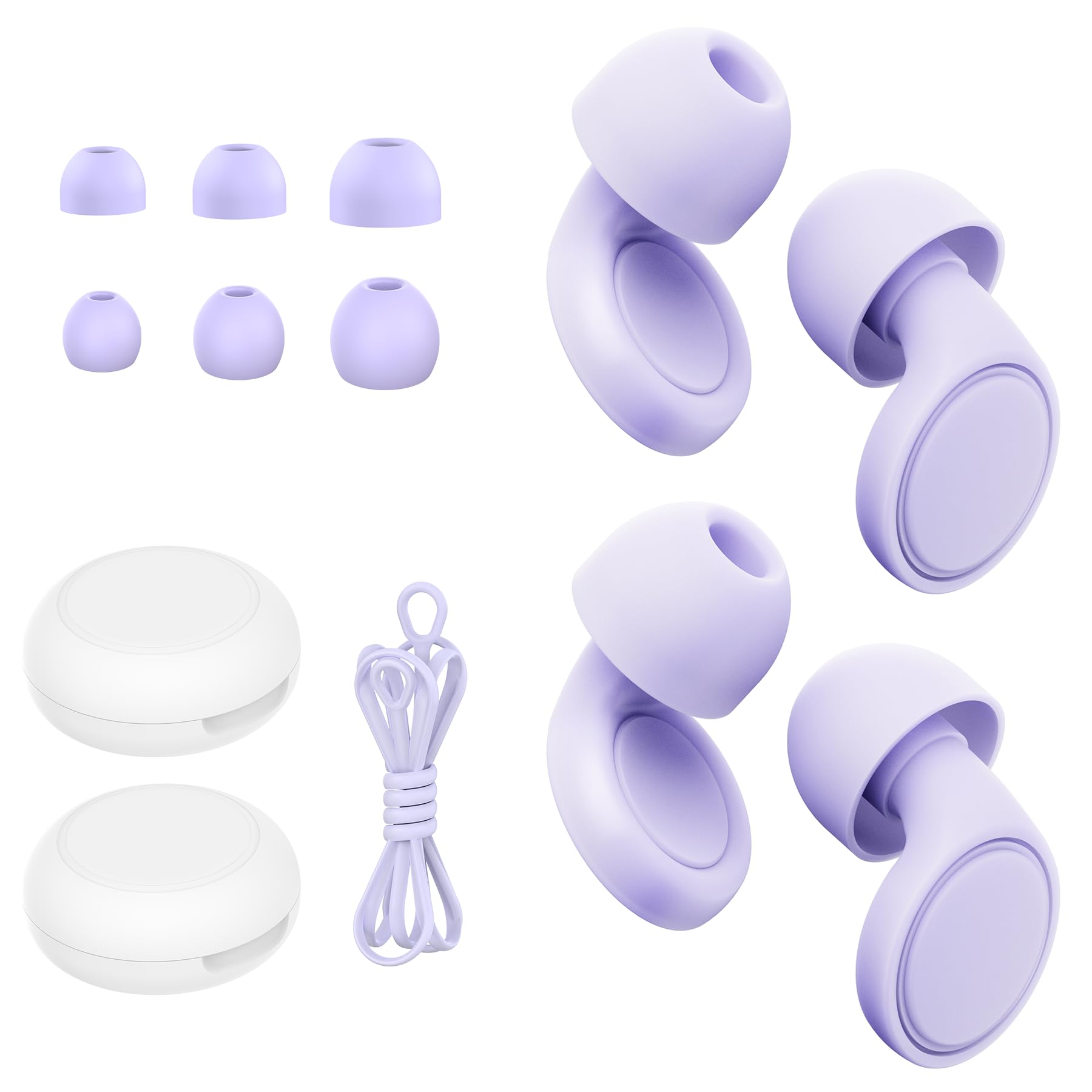 Jayine Silicone Ear Plugs Noise Reduction Purple 2 Pairs