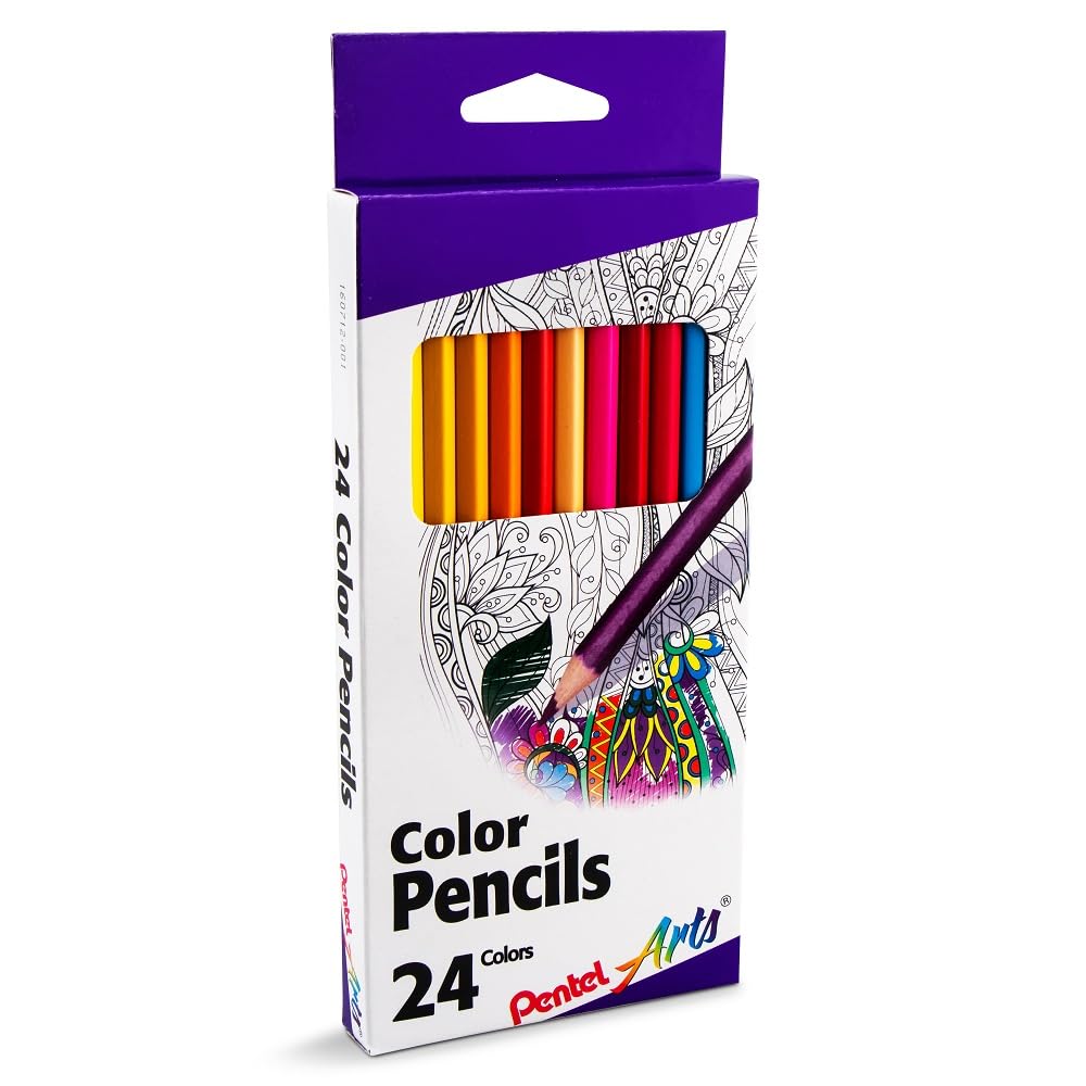 Pentel Arts 24-Pack Assorted Color Pencils