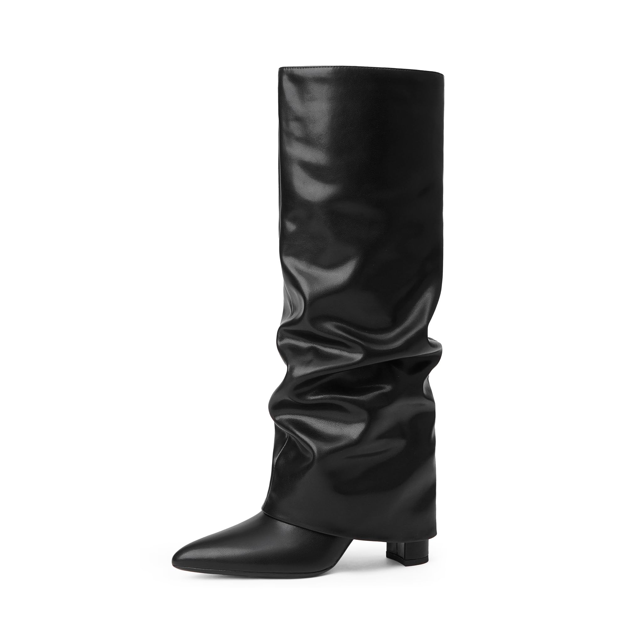 Modatope Black Slouchy Fold-Over Knee High Boots Size 9