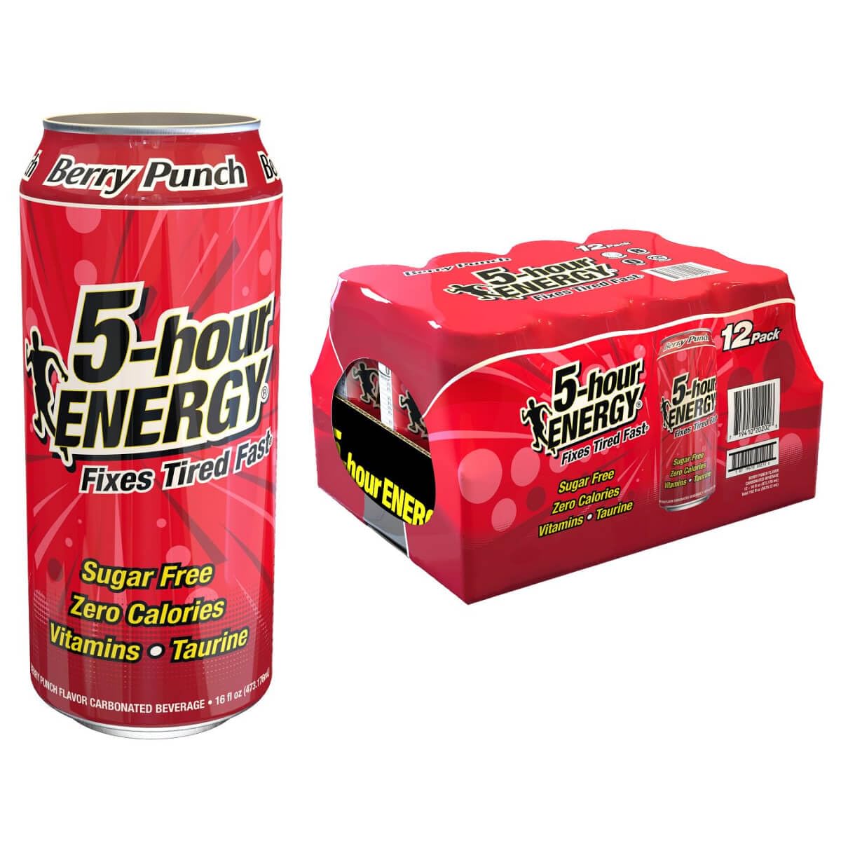 5-hour ENERGY Extra Strength Energy Drink | Berry Flavor 16 oz. Cans 12 Count Sugar-Free & Zero Calories Vitamins Amino Acids Contains Carbonation 230mg of Caffeine 192 ounces (16 Fl Oz (Pack of 12), Berry)