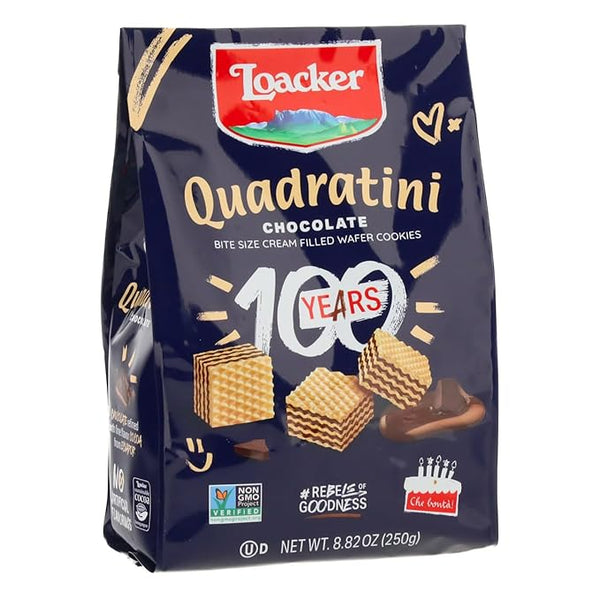 Loacker Quadratini, Chocolate Wafer Cookie, 8.82