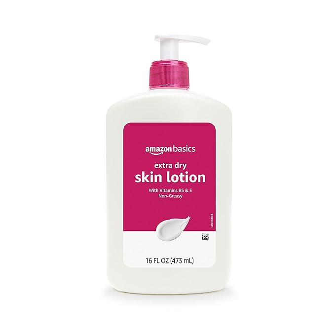 Amazon Basics Body Lotion For Dry Skin with Vitamins B5 & E, Clean Scent, 16 fl oz