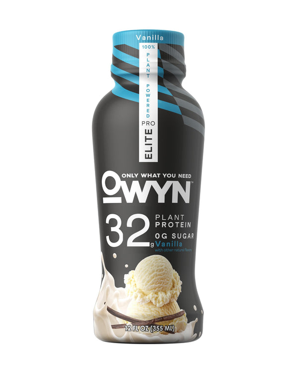 OWYN 100% Vegan Plant-Based Pro Elite High Protein Shakes | Vanilla, 12 Fl Oz | Dairy-Free, Gluten-Free, Soy Free, Keto Friendly, Zero Sugar, Vegetarian, 12oz