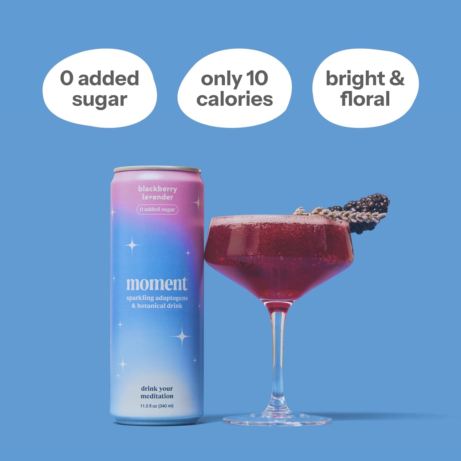 Moment Botanical Soda (Shark Tank) - Calm, Clarity & Relaxation with L-Theanine & Ashwagandha - Non Alcoholic Drinks for Adults