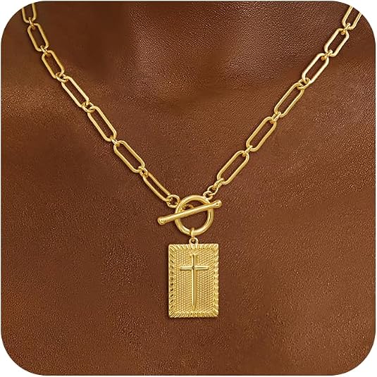 Freekiss 3-Piece Layered Toggle Necklace for Women | Gold/Silver necklace set with herringbone, rope, and paperclip chains plus a toggle clasp for layering, parties, and gifts