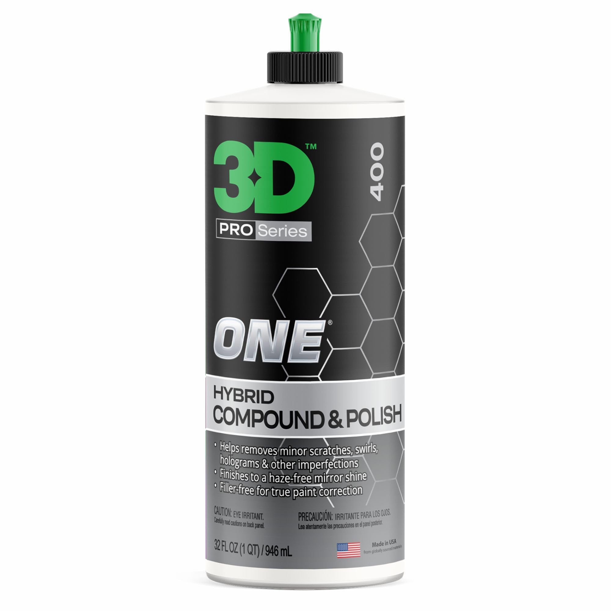 BROKEN COVER 3D One Car Scratch & Swirl Remover Hybrid Rubbing Compound & Polish Buffing Compound for True Paint Correction 32oz Made in USA