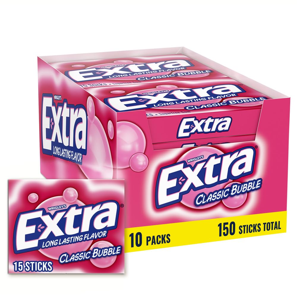 Extra Classic Bubble Sugarfree Gum 15ct 10 Pack