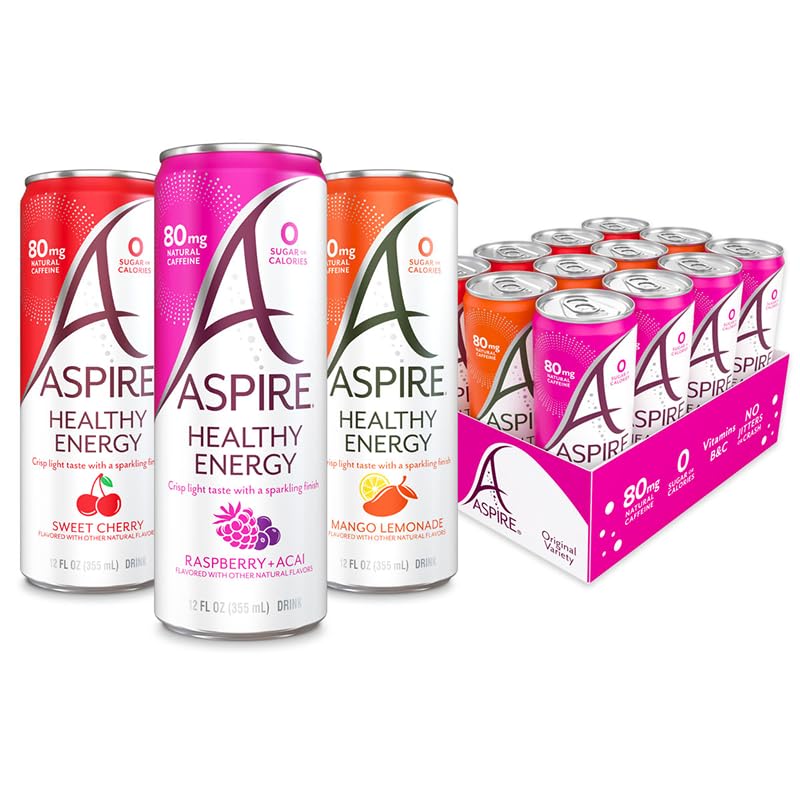 ASPIREÃ‚Â® Classics Variety Pack, Healthy Energy Drink 80mg Natural Caffeine, Zero Sugar No Carbs Keto Friendly, 12 Pack Green Tea Sugar Free Drink Low Caffeine Zero Calorie