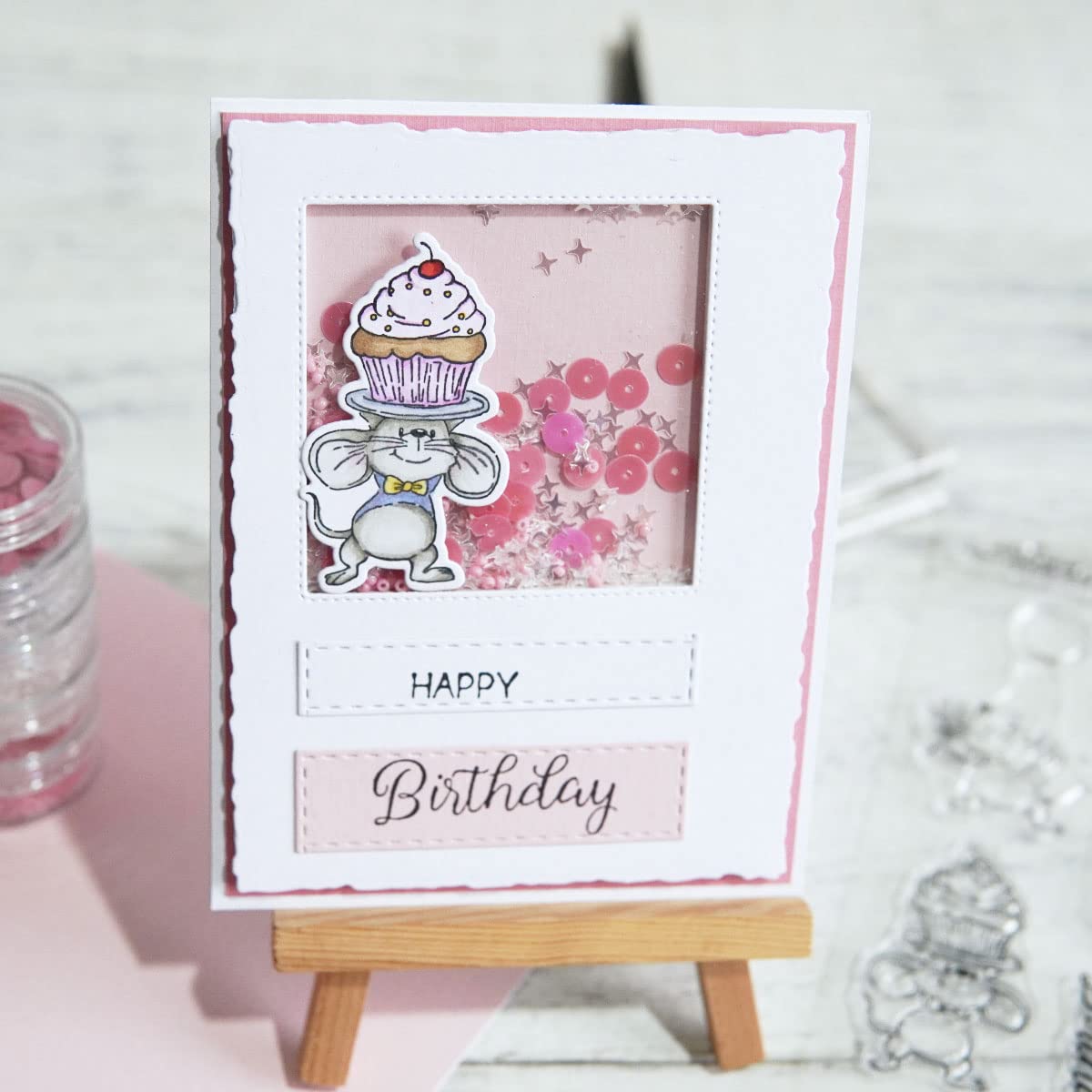 Happy Birthday Cake Mouse Clear Stamps Dies Set