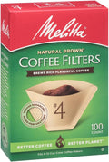 Melitta #4 Cone Coffee Filters, Natural Brown, 100 Count
