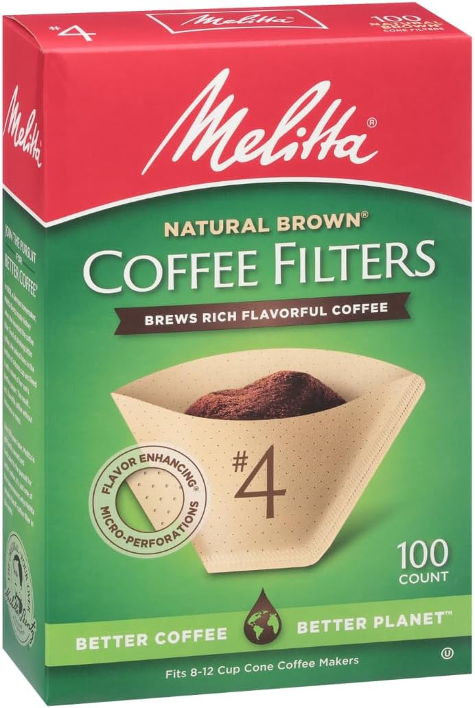 Melitta #4 Cone Coffee Filters, Natural Brown, 100 Count