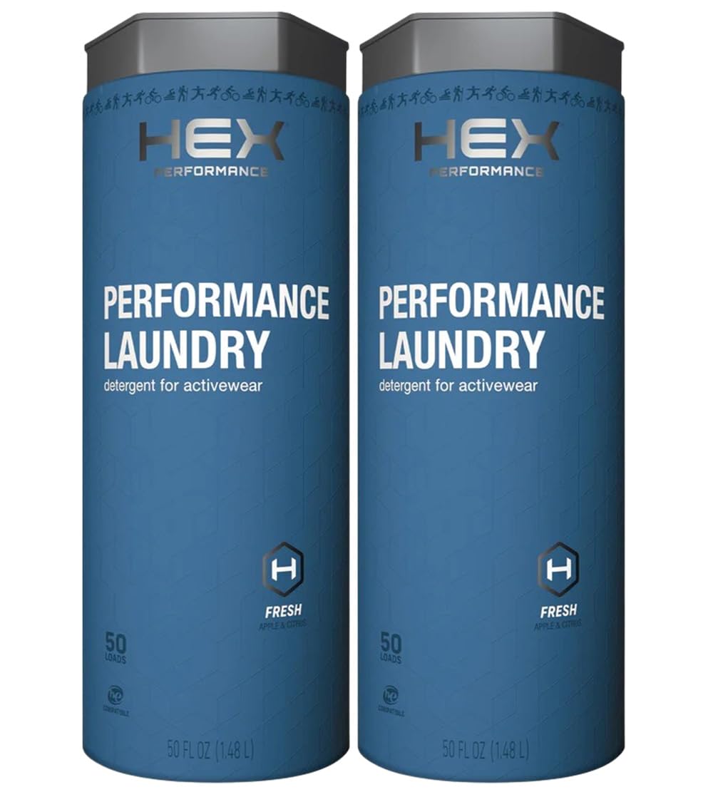 HEX Performance Laundry Detergent, Fresh & Clean, 100 Loads (Pack of 2) - Designed for Activewear, Eco-Friendly, Concentrated Formula