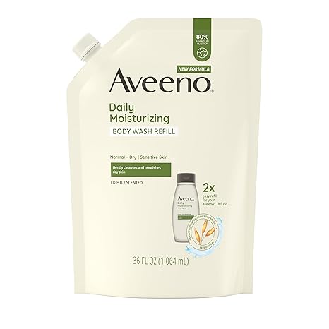 Aveeno Daily Moisturizing Body Wash Refill 2x refill Normal-Dry/Sensitive Skin Lightly Scented 36oz
