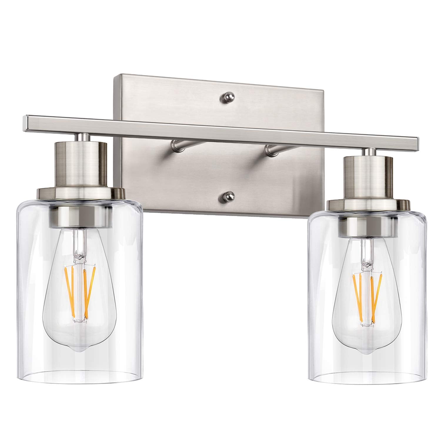 ShineTech 2-Light Bathroom Vanity Light Brushed Nickel