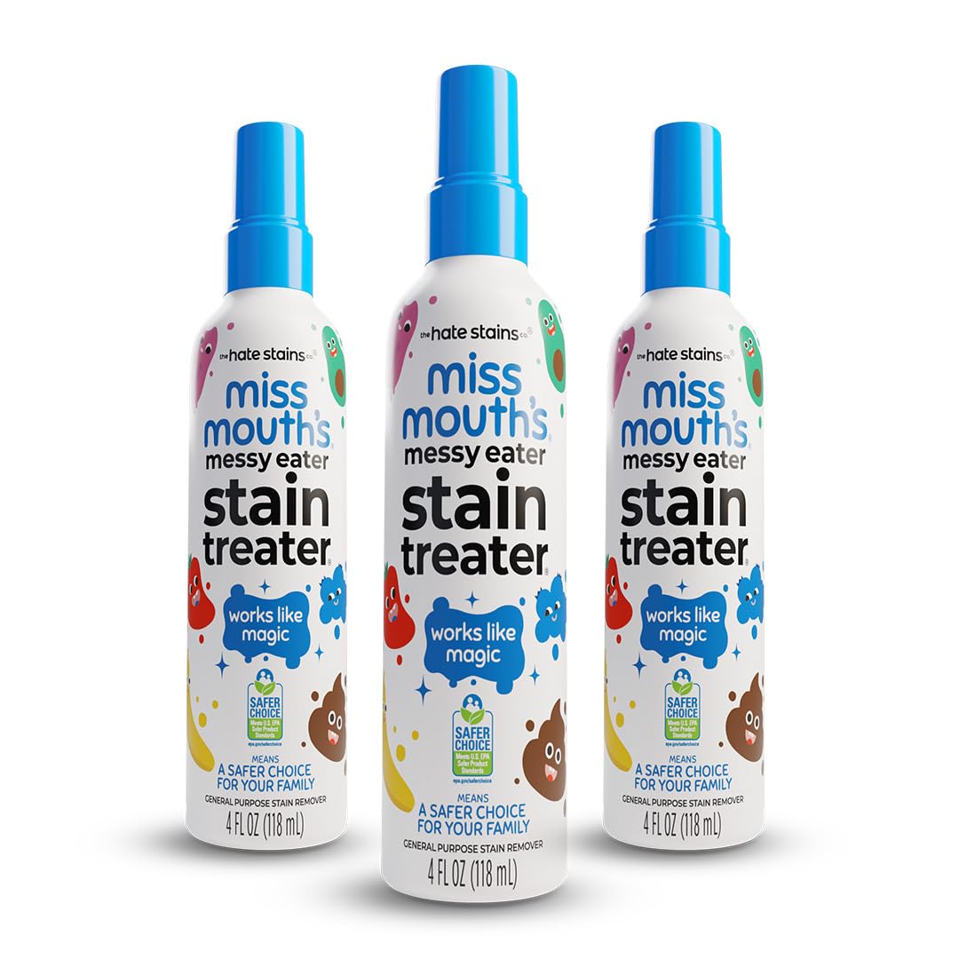 Miss Mouth's Messy Eater Stain Treater Spray - 4oz 3 Pack Stain Remover - Newborn & Baby Essentials - No Dry Cleaning Food, Grease, Coffee Off Laundry, Underwear, Fabric