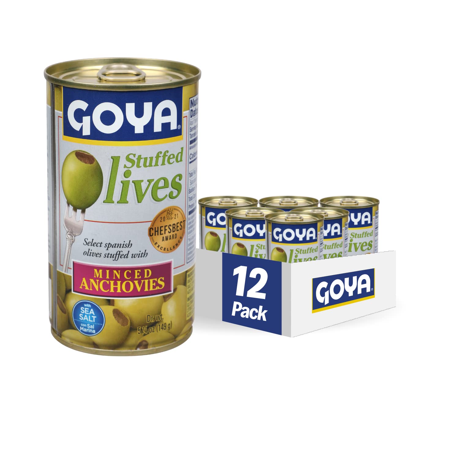 Goya Manzanilla Olives Stuffed Anchovies 5.25oz 12 Pack