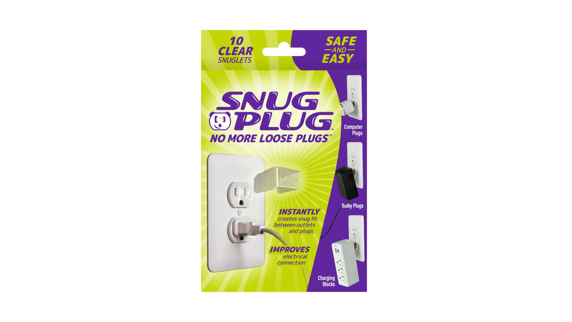 Snug Plug Loose Outlet Fix Clear 10-Pack
