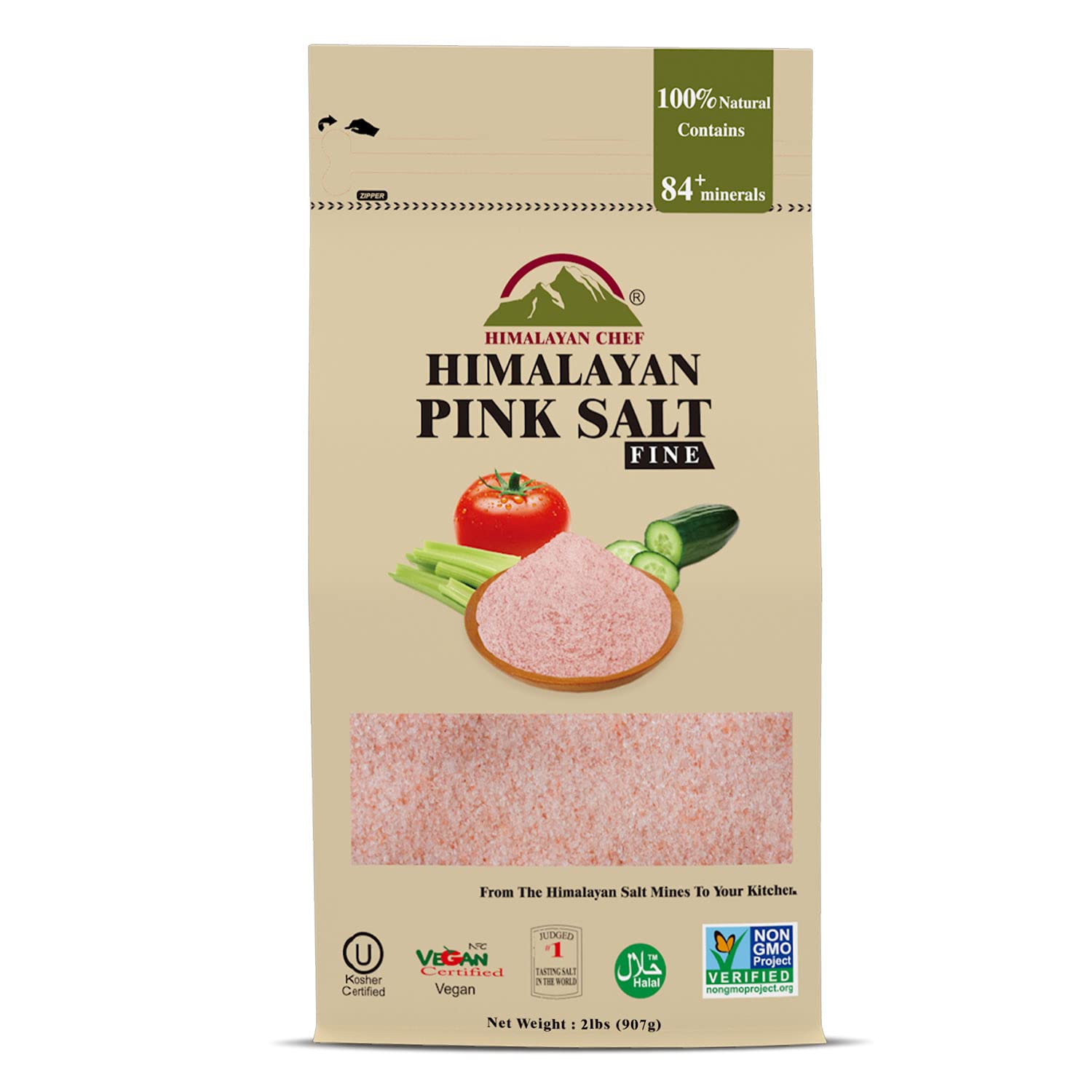 Himalayan Chef Pink Himalayan Salt, Fine Grain - 2 lbs Bag
