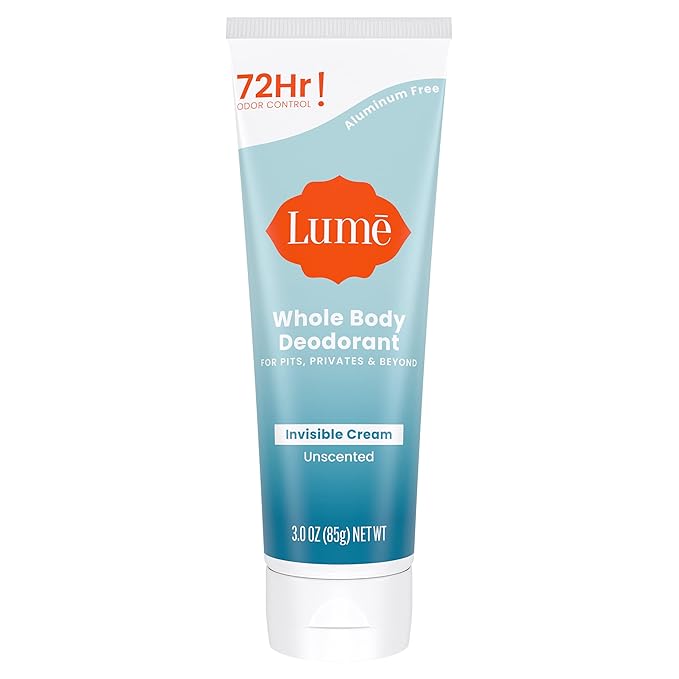 Lume Whole Body Deodorant - Invisible Cream Tube - 72 Hour Odor Control - Aluminum Free, Baking Soda Free, Skin Safe - 3.0 ounce