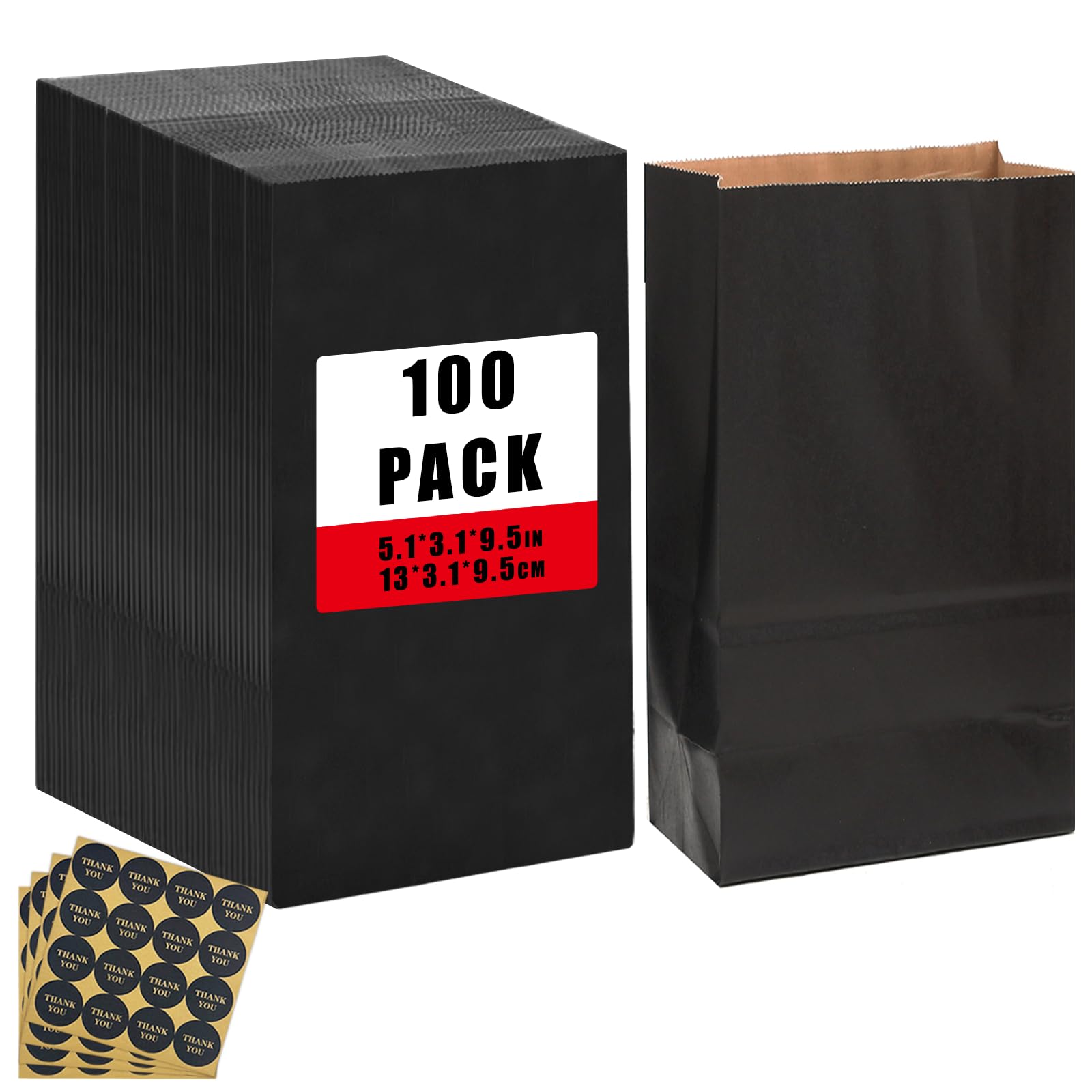 Bakepacker Black Kraft Treat Paper Bags 100 Pack