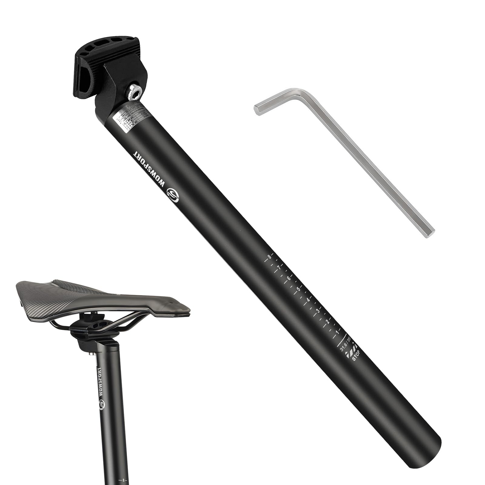 WOWSPORT Aluminum Bike Seat Post 25.4-31.6mm