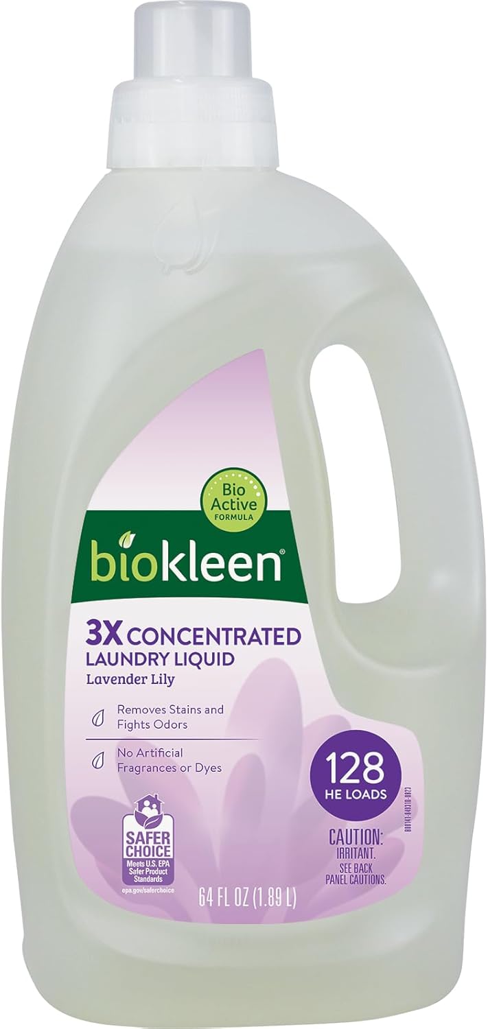 Biokleen Natural Laundry Detergent - 128 HE Loads - Liquid, Concentrated, Eco-Friendly, Non-Toxic, Plant-Based, No Artificial Fragrance or Preservatives