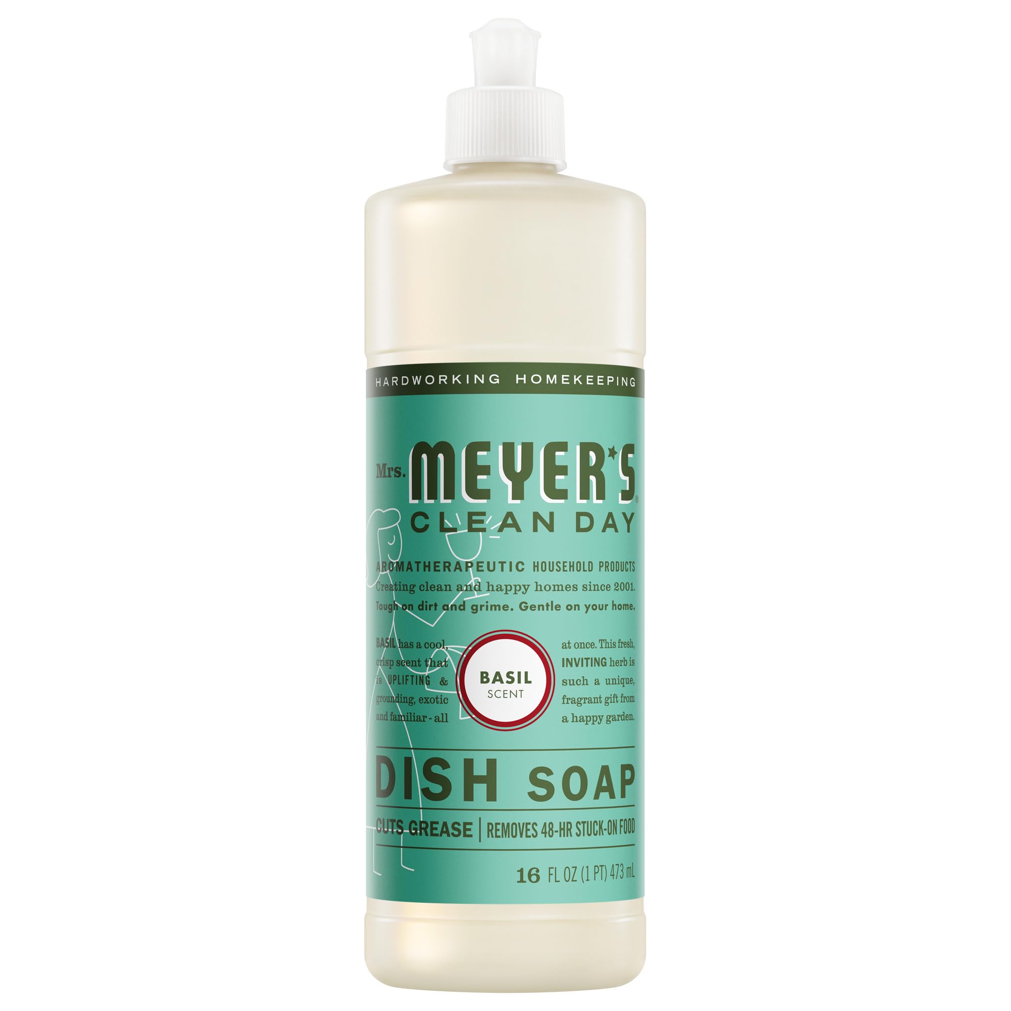 MRS. MEYER'S CLEAN DAY Liquid Dish Soap, Basil, 16 fl. oz