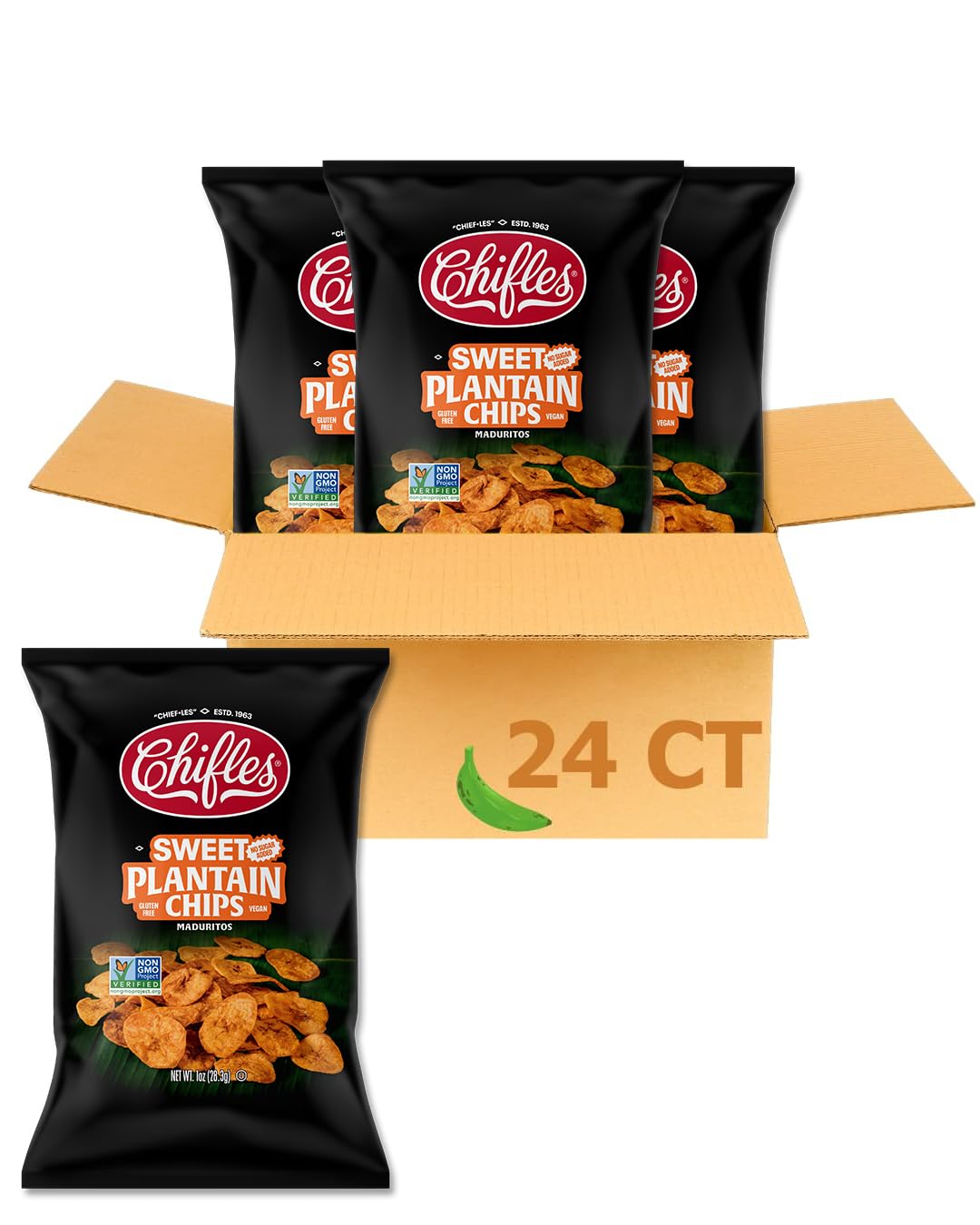 Chifles Maduritos Sweet Plantain Chips 1oz 24 Bags