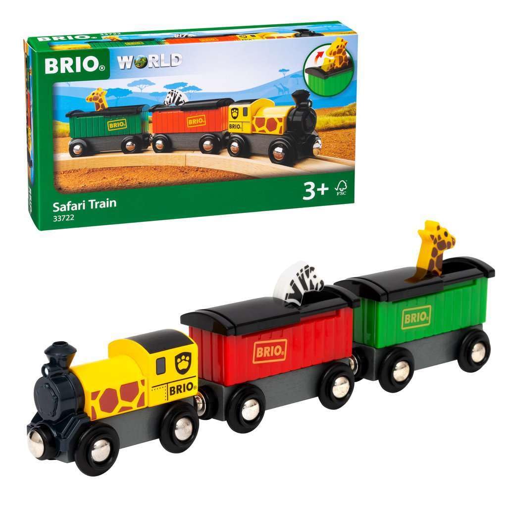 BRIO World - 33722 Safari Train - Interactive Toy Train Set for Kids Age 3 and Up - Environmentally Conscious - Engine and Animal Wagons Included