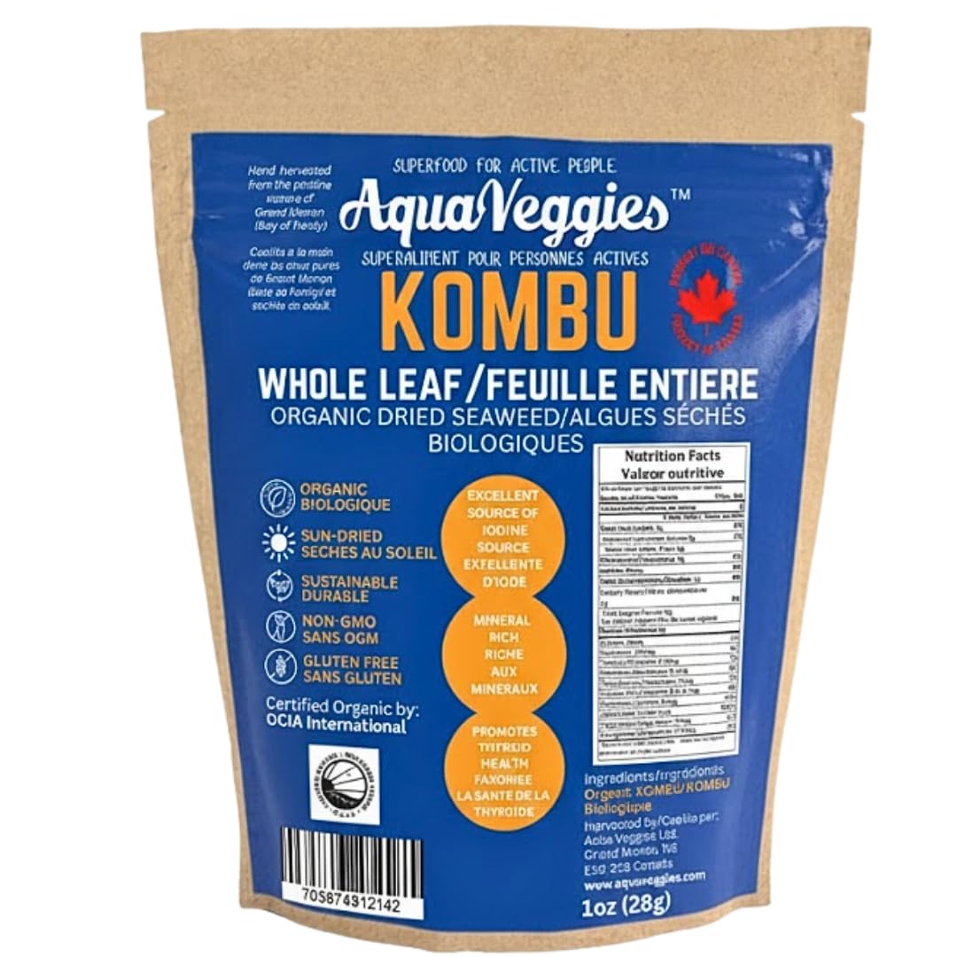 Aqua Veggies Organic Whole Leaf Kombu Seaweed 1oz