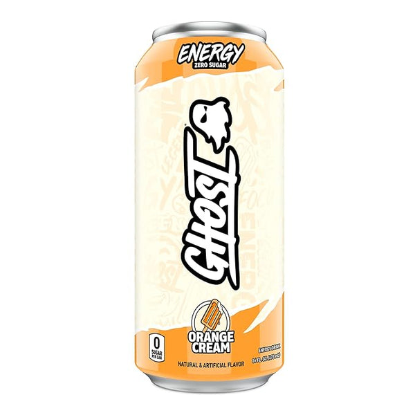 GHOST Energy Drink - Single Can, Orange Cream 16oz - Energy & Focus & No Artificial Colors - 200mg Natural Caffeine, L-Carnitine & Taurine - Gluten-Free & Vegan