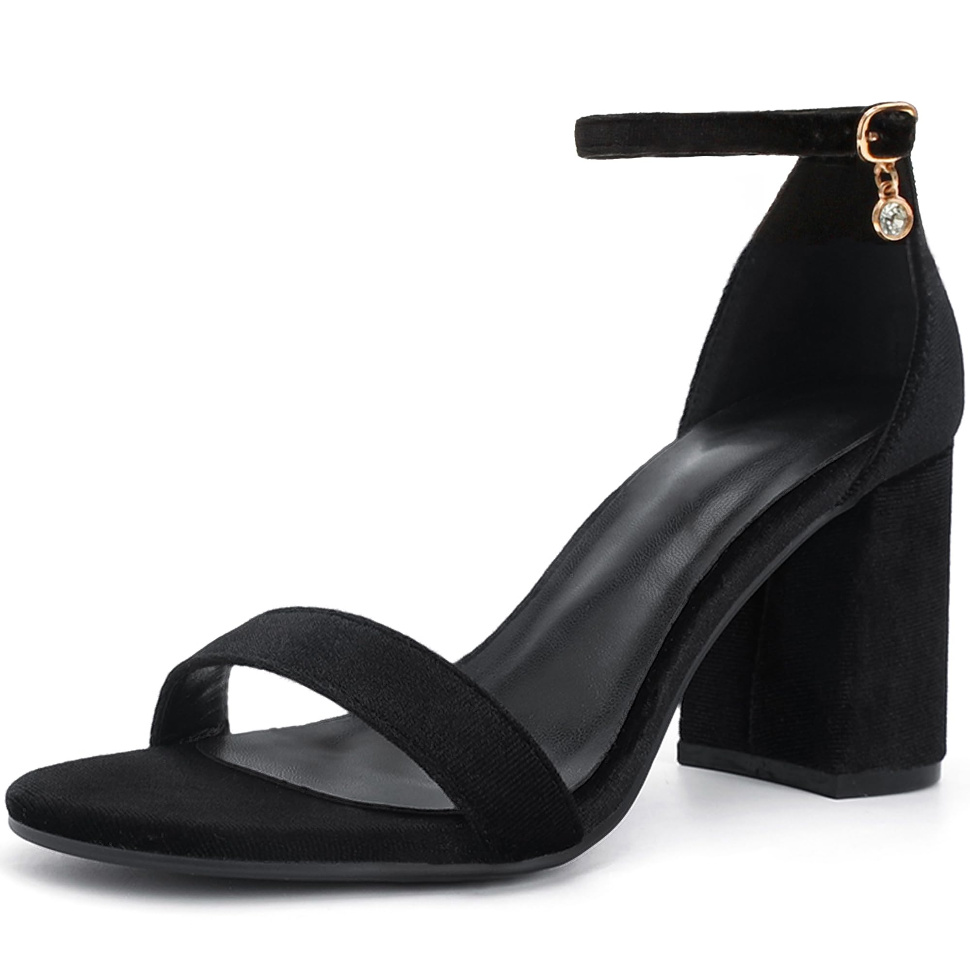 Lotgnimry Women’s Black Suede Ankle Strap Block Heels Size 8