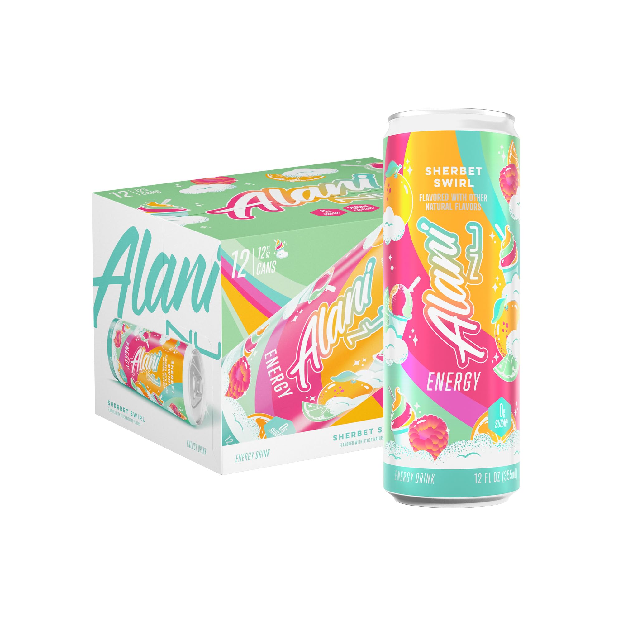 Alani Nu Sherbet Swirl Energy Drinks 12oz 12 Pack