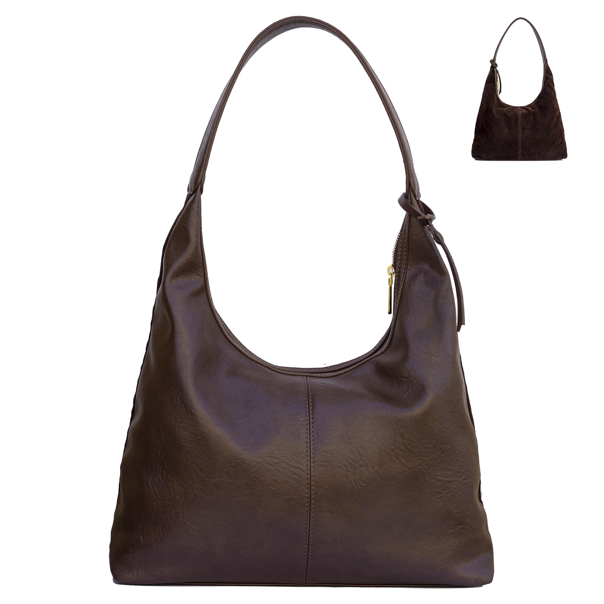 XKE-X Dark Brown Soft PU Leather Hobo Bag