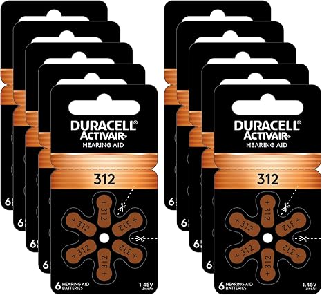 DURACELL ACTIVAIR Size 312 Hearing Aid Batteries 6 pack 1.45V