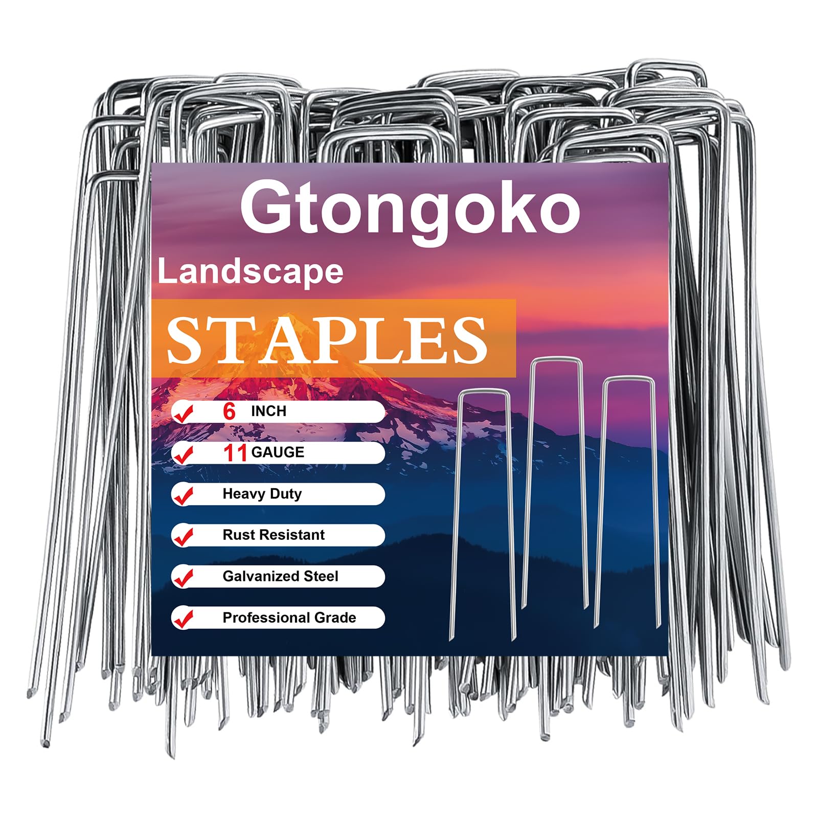 Gtongoko Galvanized Landscape Staples 6 Inch 500-Pack
