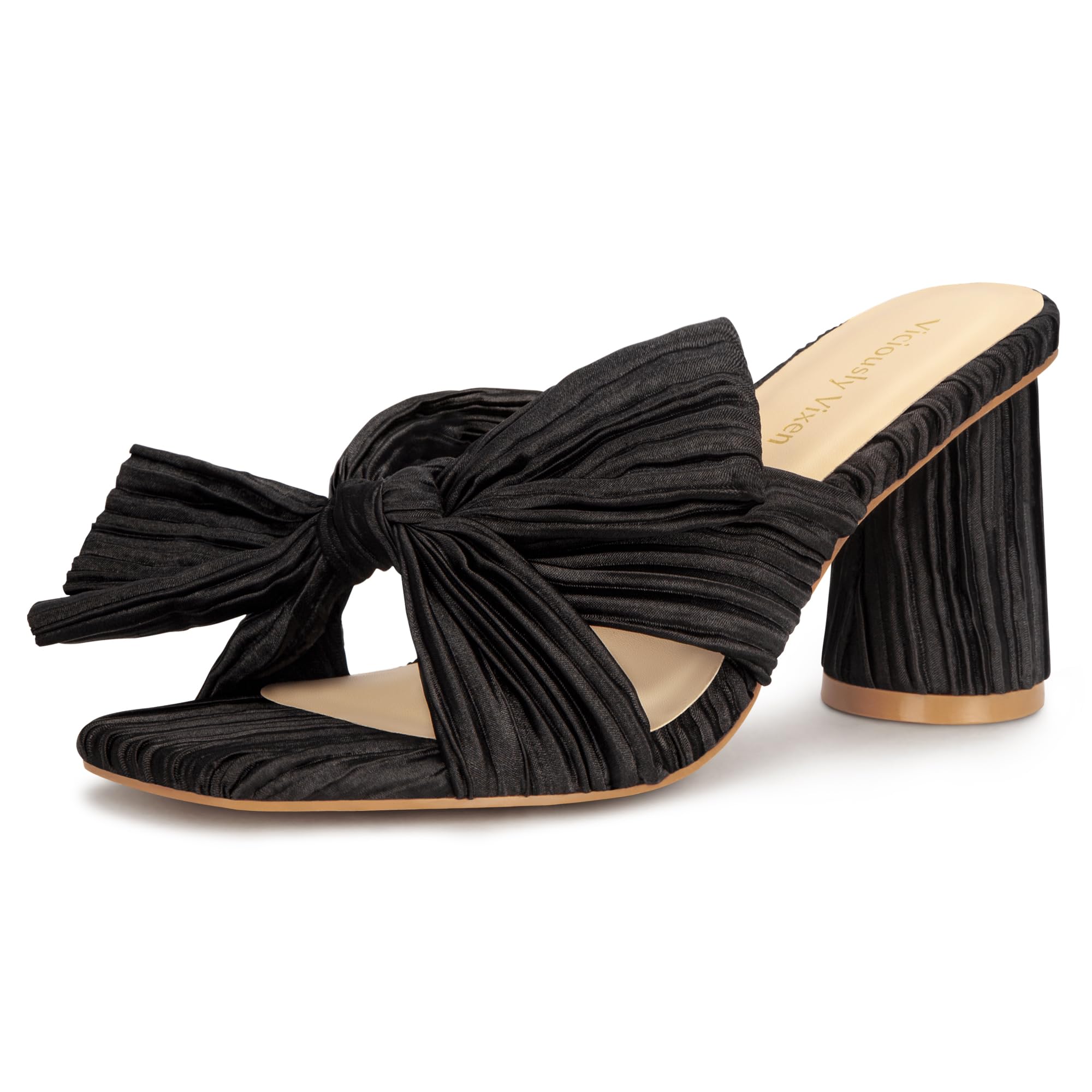 Viciously Vixen Women’s Bow Kitten Heel Sandals Black Size 10