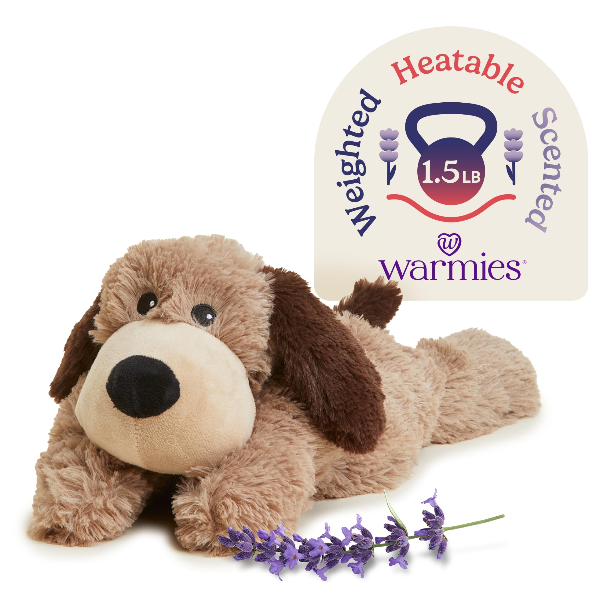 warmies Microwavable & Weighted Stuffed Animals, Brown Dog - Heated Stuffed Animal Plushie for Warmth & Comfort - Cute Soft Plush Toys for Adults & Children (Boys, Girls, Babies & Toddlers)