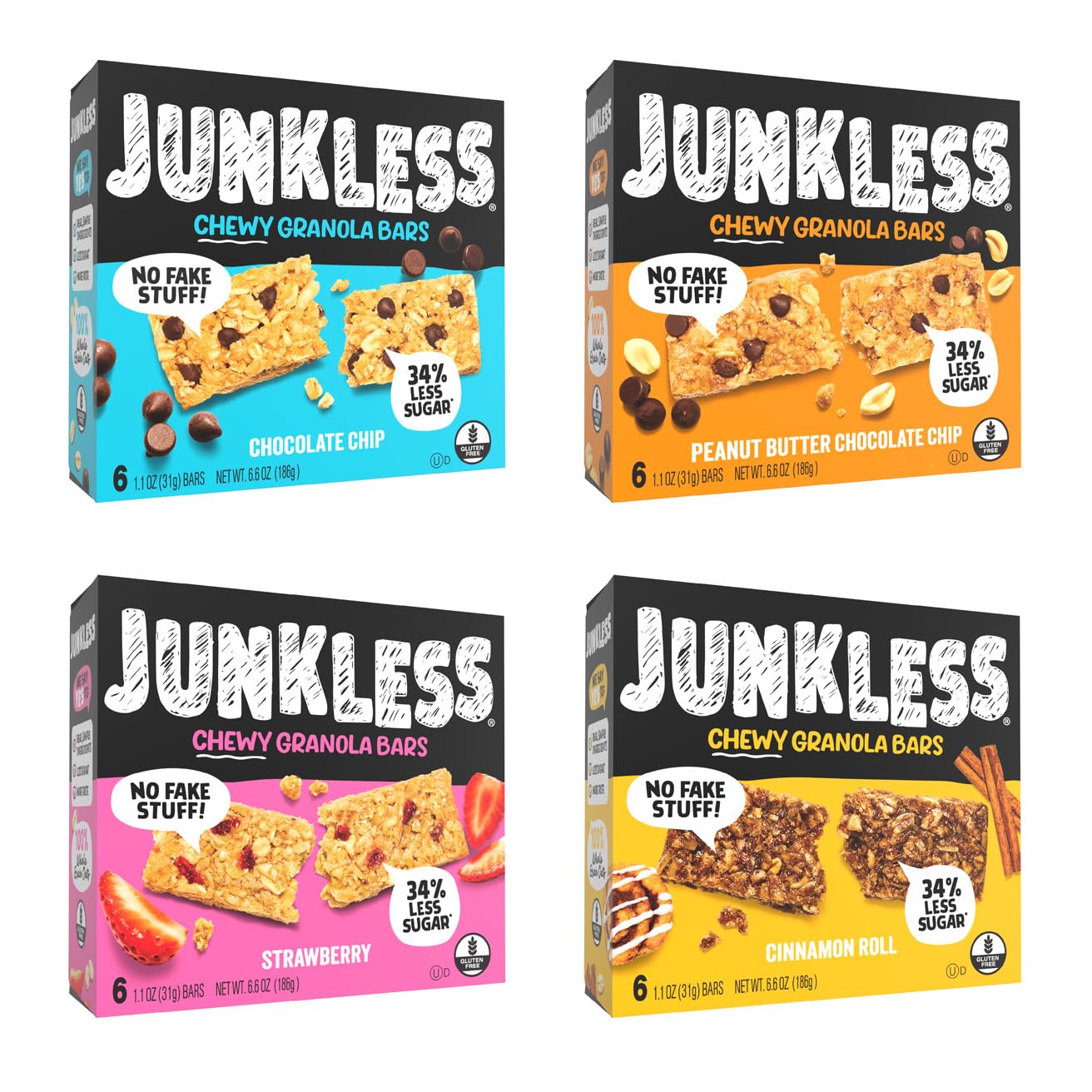 JUNKLESS Chewy Granola Bars Variety 24-Pack