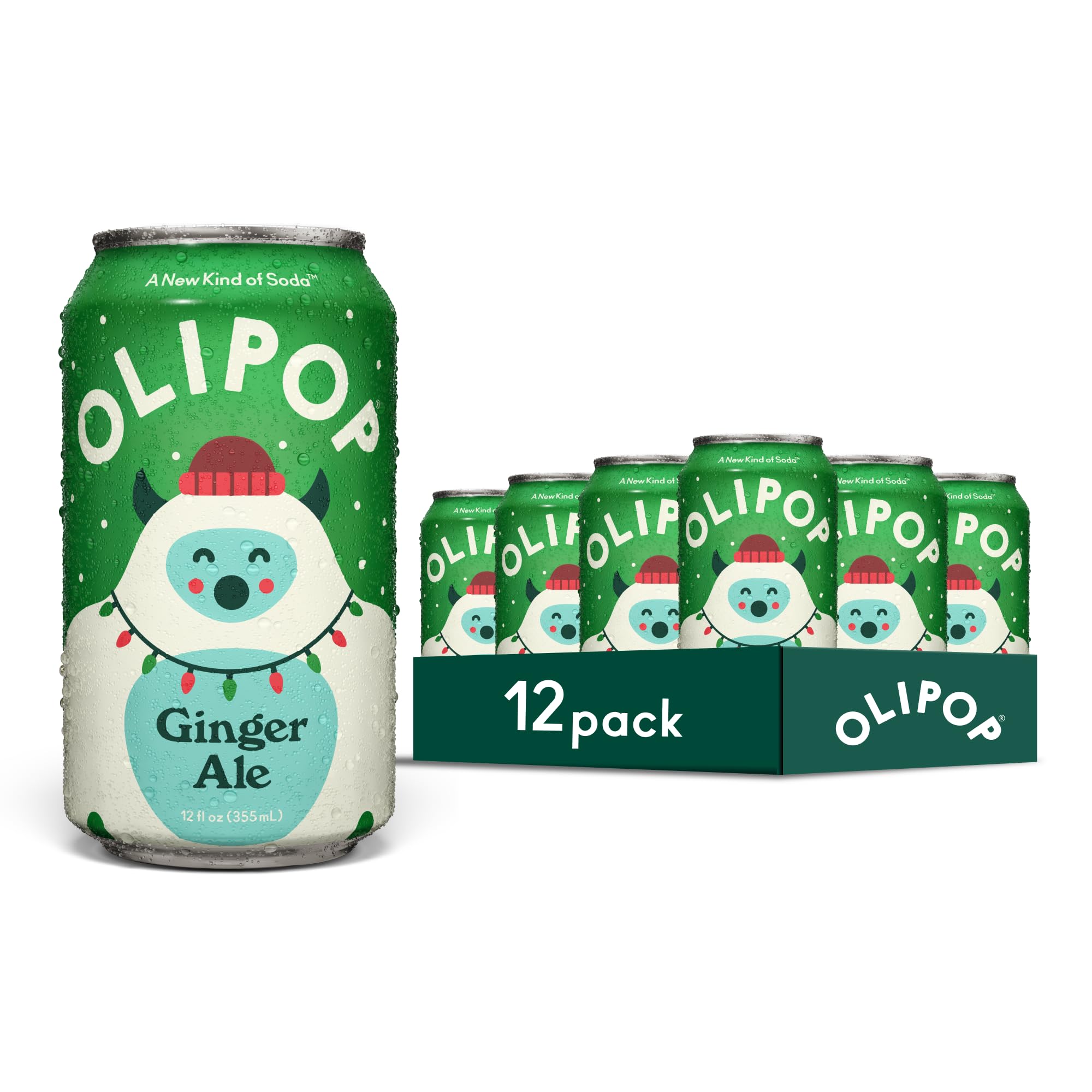 OLIPOP Ginger Ale Prebiotic 12oz Cans 12-Pack