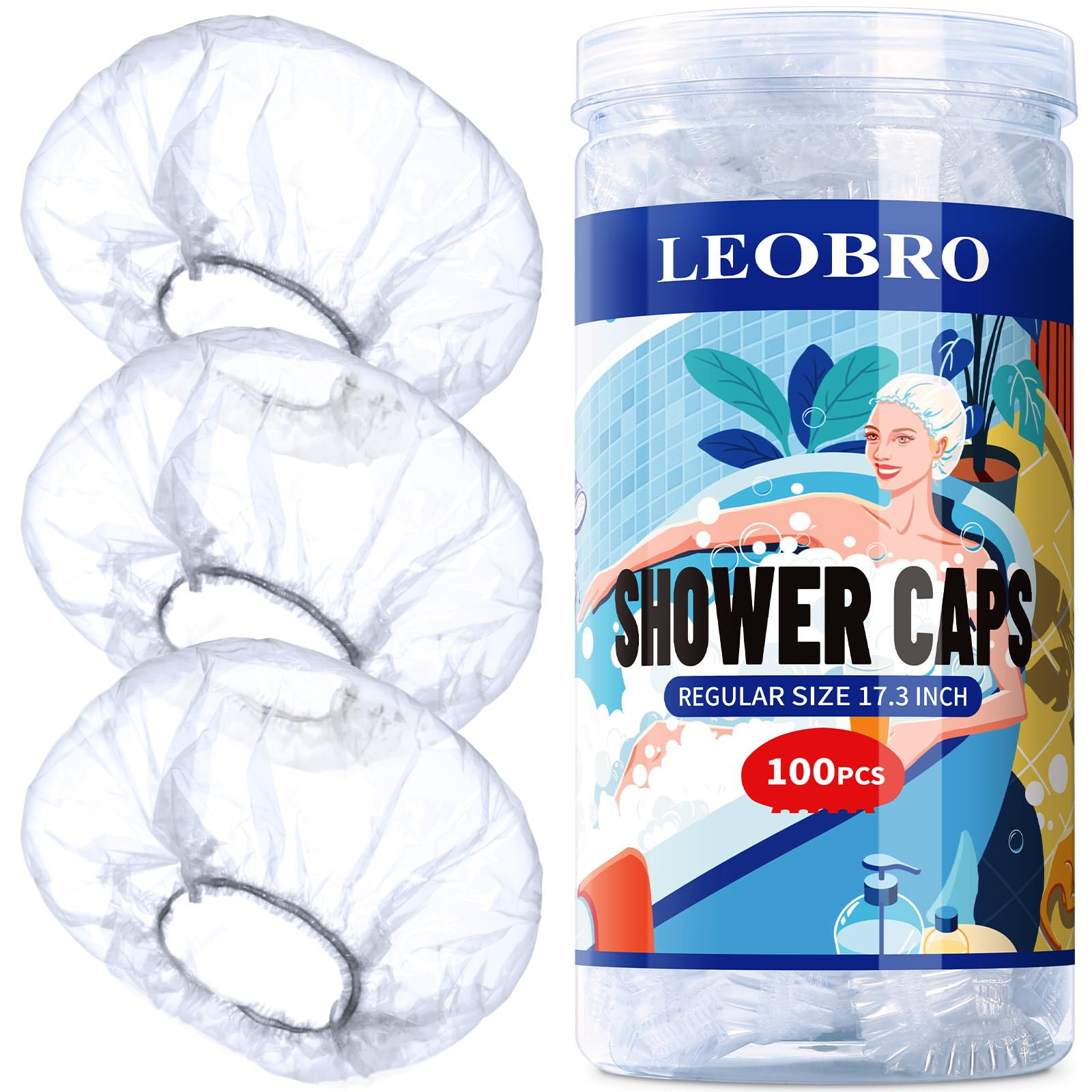 Leobro Shower Caps Regular Size 17.3in 100 pieces