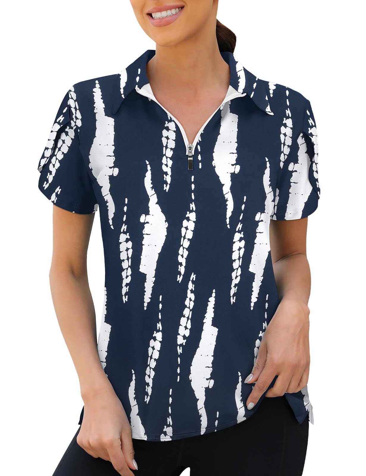 Viracy Womenís 1/4 Zip Golf Polo Navy Blue 2XL