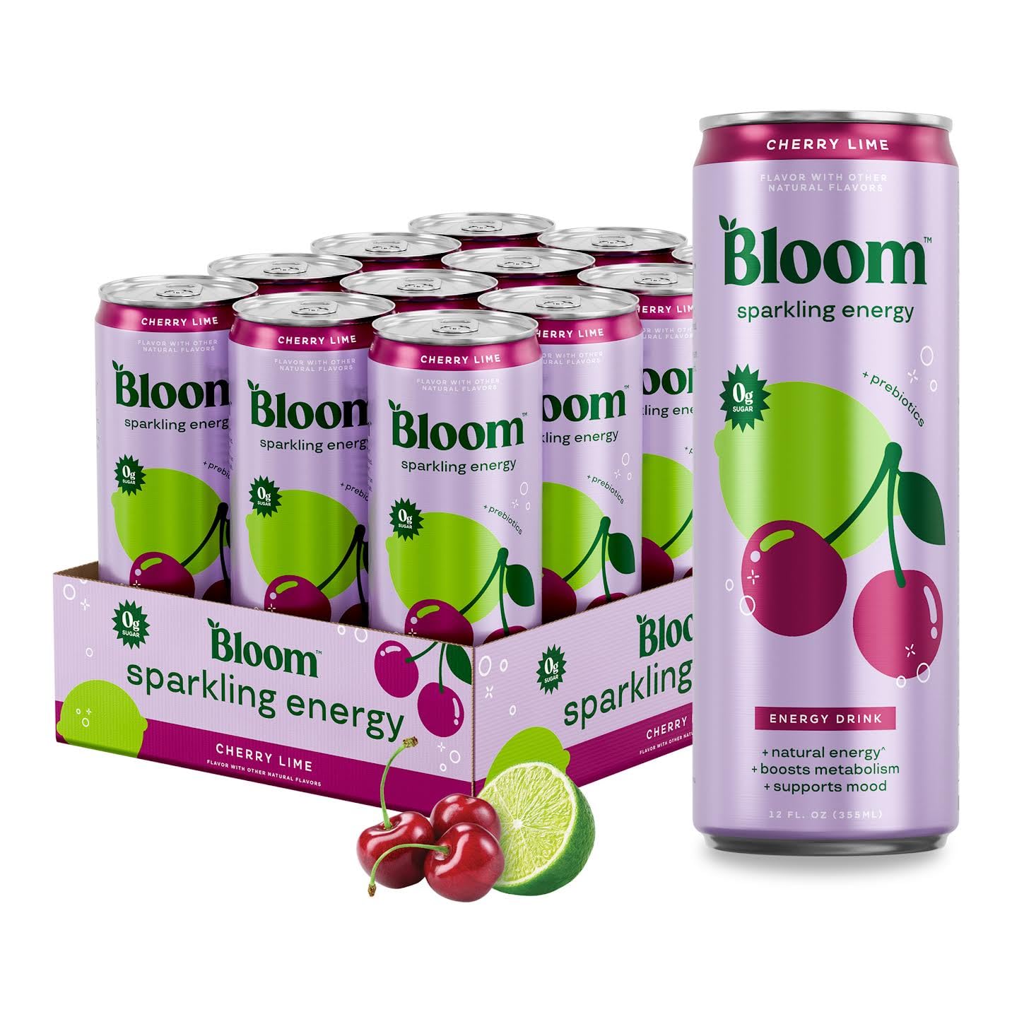 Bloom Nutrition Cherry Lime Energy 12oz Cans 12-Pack