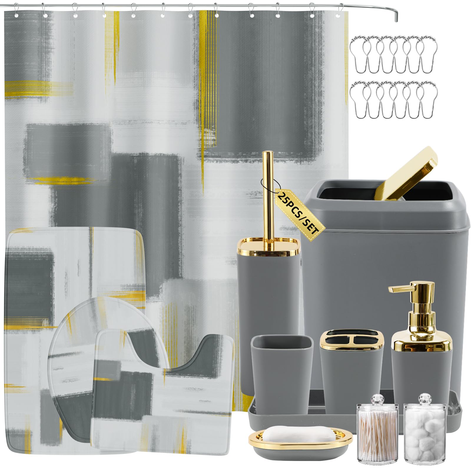 XLHOMO Grey Gold Bathroom Accessories Set